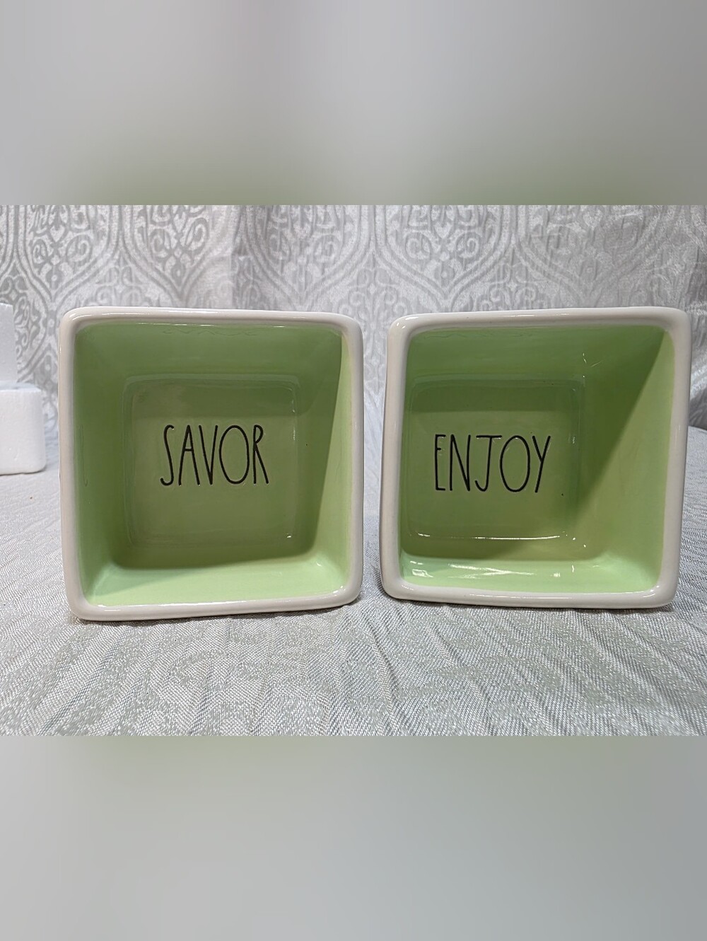 Rae Dunn Green Square Serving Bowls - Savor & Enjoy